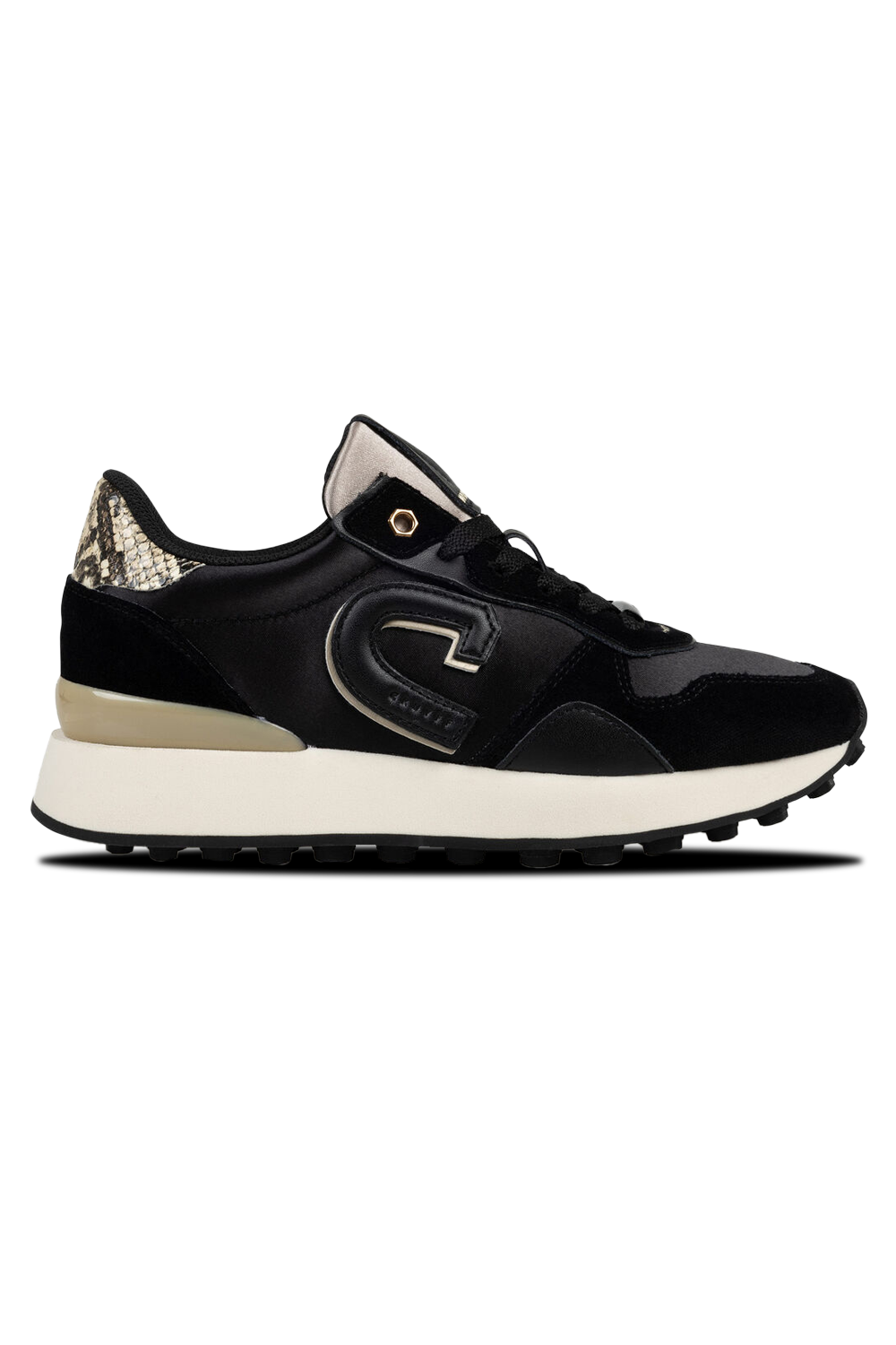 Cruyff Park Runner Satin Sneaker: Luxe Black Comfort for All-Day Wear
