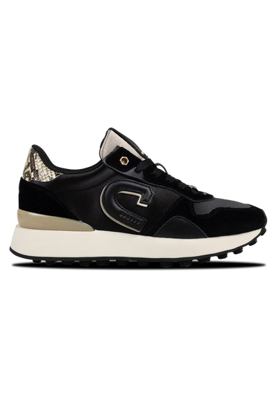 Cruyff Park Runner Satin Sneaker: Luxe Black Comfort for All-Day Wear