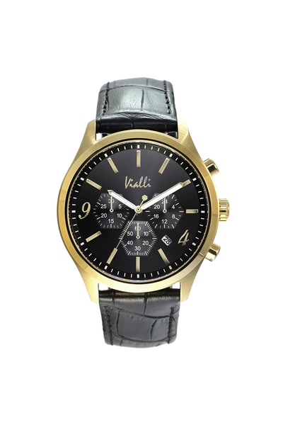 Vialli Matera Leather Wristwatch: Stainless Steel, Sapphire Crystal, Water Resistant