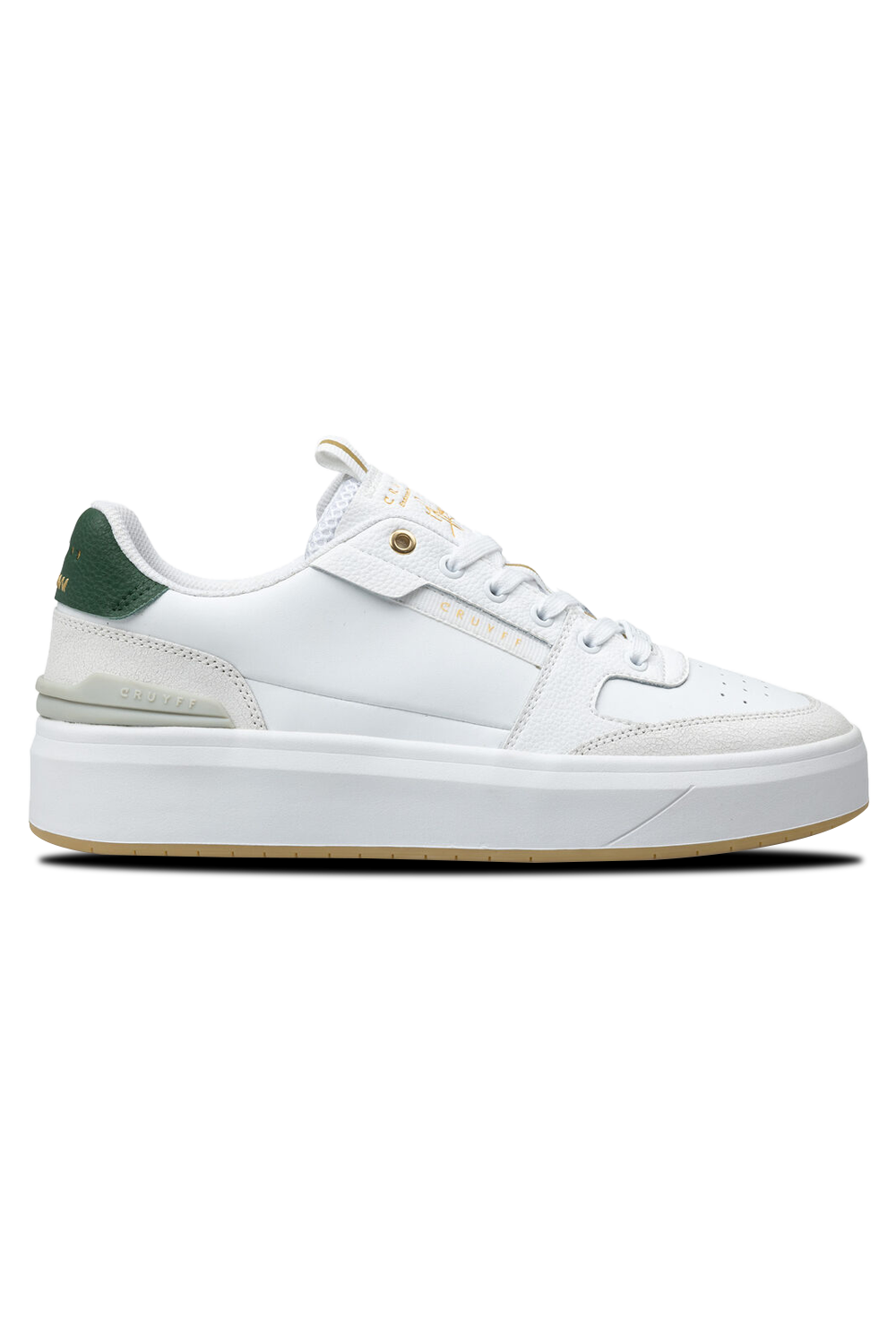 Premium White Leather Tennis Sneakers with Gold Accents and Cushioned Insole