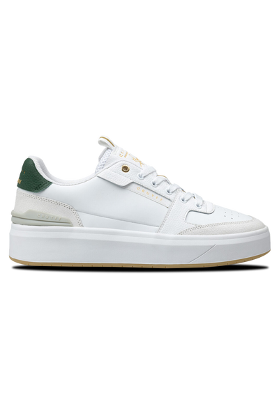 Premium White Leather Tennis Sneakers with Gold Accents and Cushioned Insole