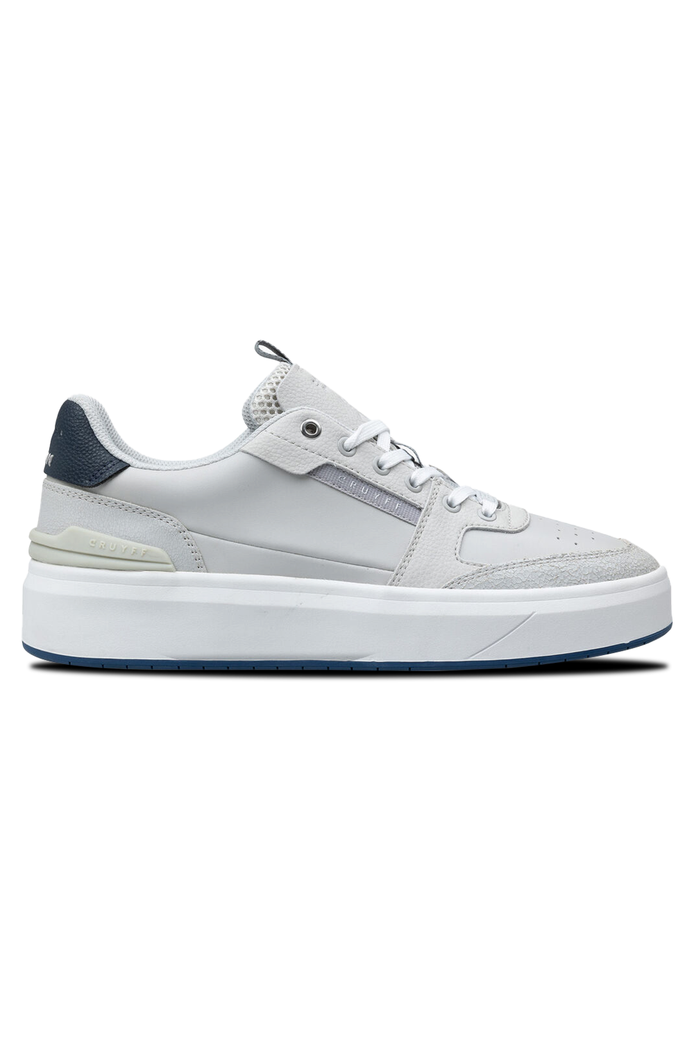 Cruyff Endorsed Tennis Sneaker: Grey Leather, Cushioned Insole, Gold Accents