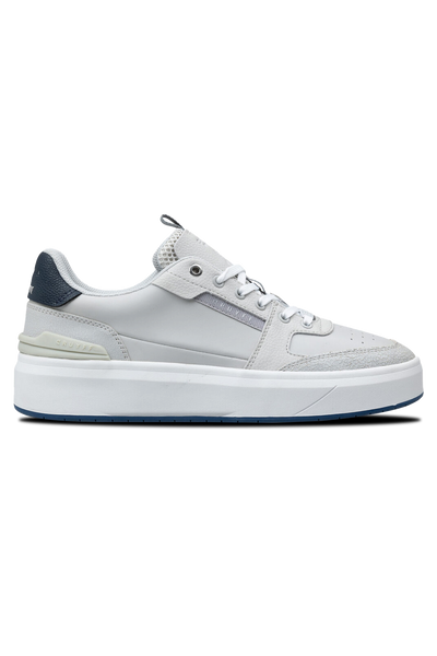 Cruyff Endorsed Tennis Sneaker: Grey Leather, Cushioned Insole, Gold Accents