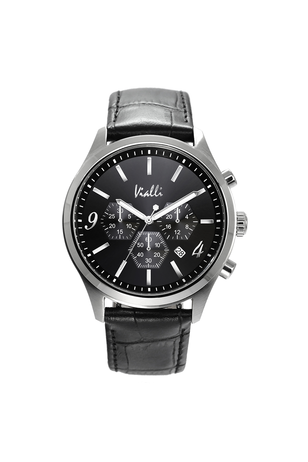 Vialli Matera Leather Wristwatch: Stainless Steel, Sapphire Crystal, Water Resistant