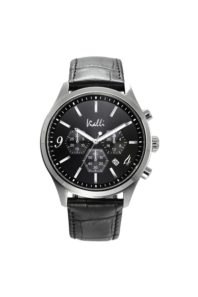Vialli Matera Leather Wristwatch: Stainless Steel, Sapphire Crystal, Water Resistant
