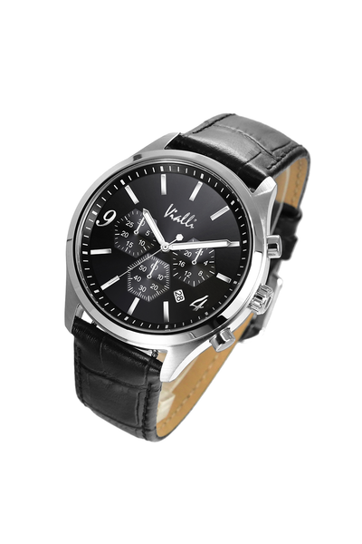 Vialli Matera Leather Wristwatch: Stainless Steel, Sapphire Crystal, Water Resistant