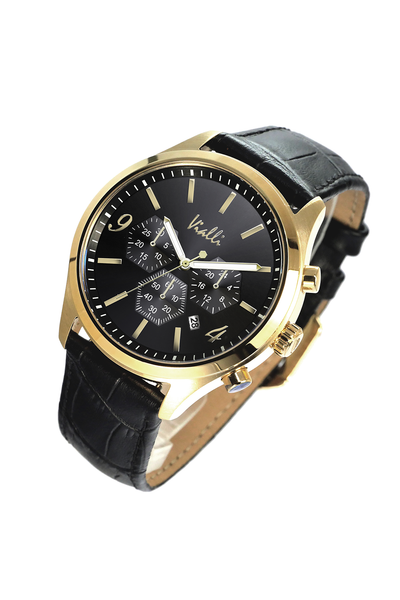 Vialli Matera Leather Wristwatch: Stainless Steel, Sapphire Crystal, Water Resistant