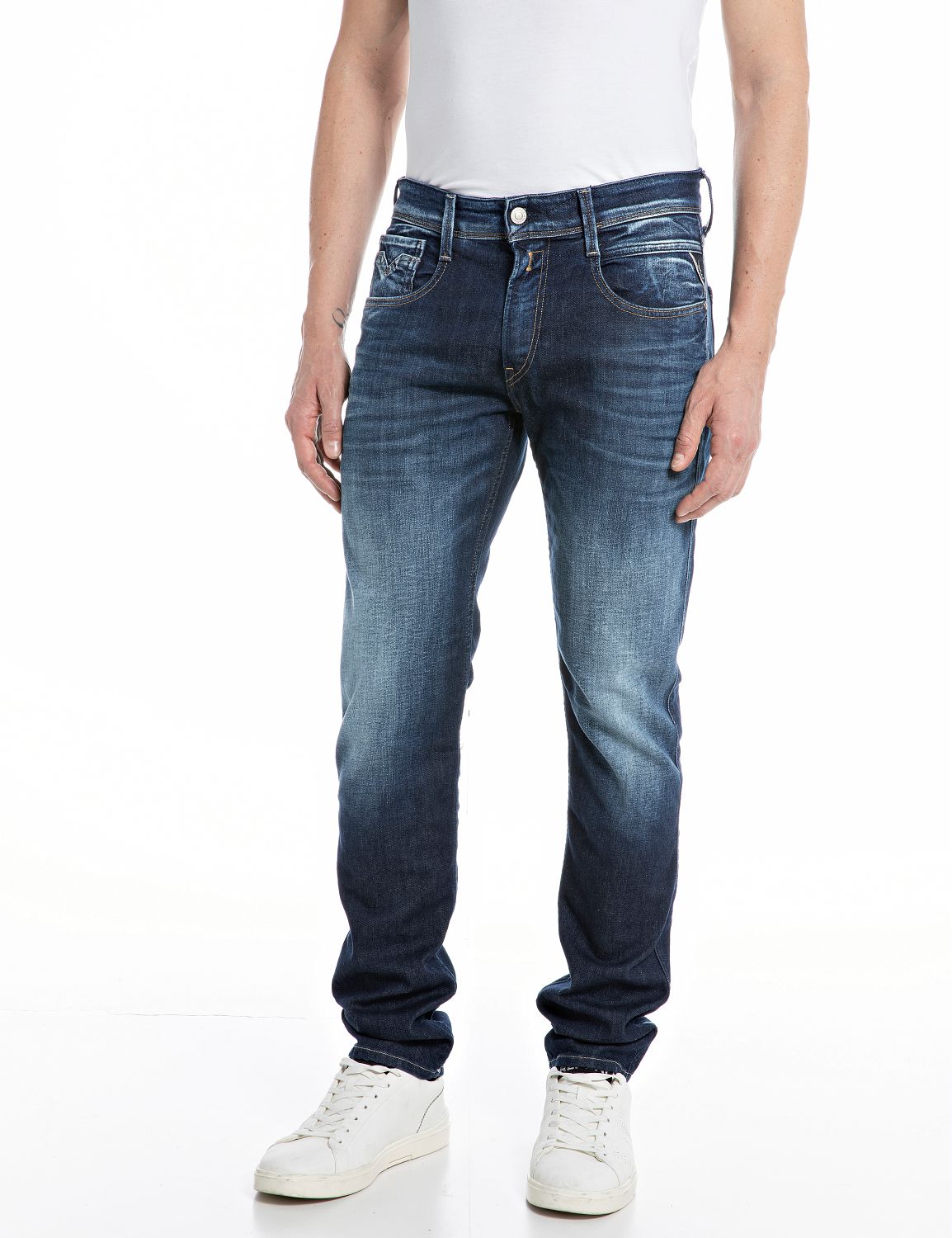 Replay Anbass 573-Bio Men's Slim Fit Dark Wash Denim Jeans