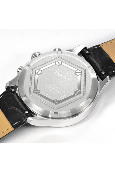 Vialli Matera Leather Wristwatch: Stainless Steel, Sapphire Crystal, Water Resistant
