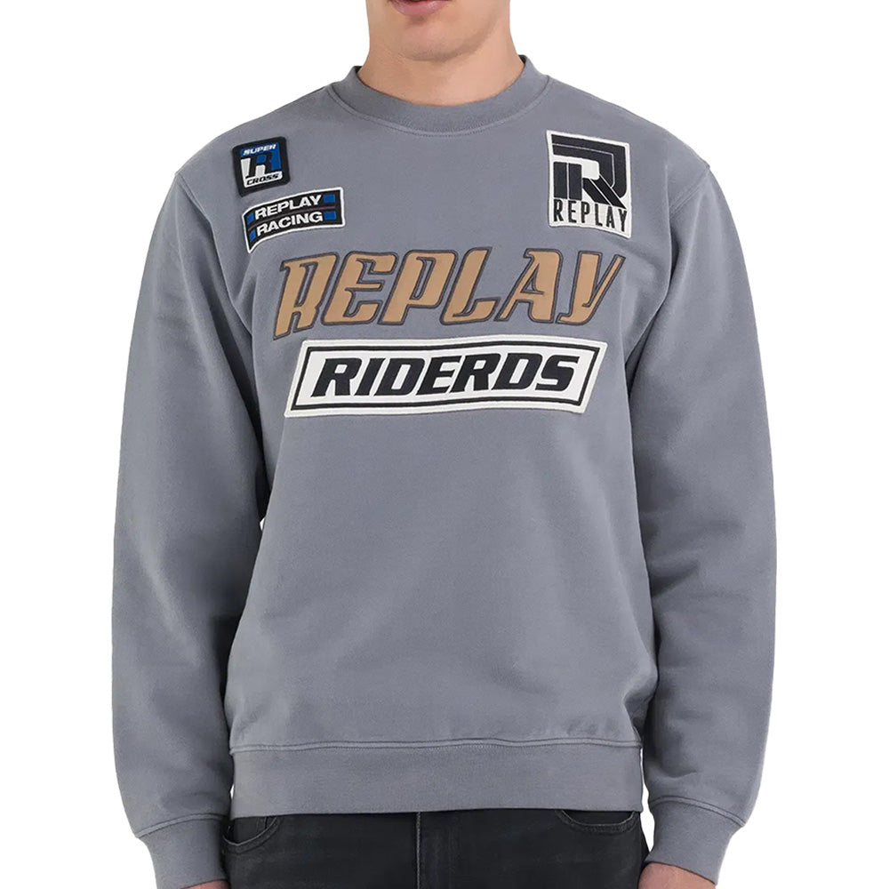 Replay Men's Patches Sweatshirt: Comfortable, Stylish, and Versatile Crew Neck Top