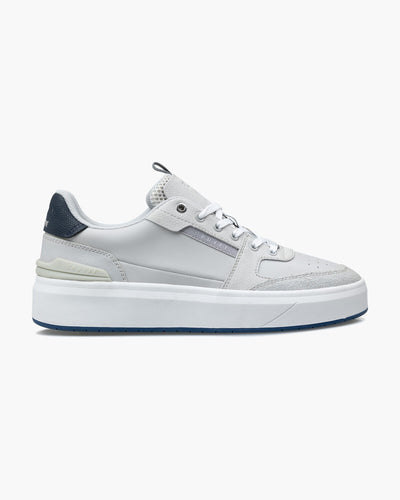 Cruyff Endorsed Tennis Sneaker: Grey Leather, Cushioned Insole, Gold Accents