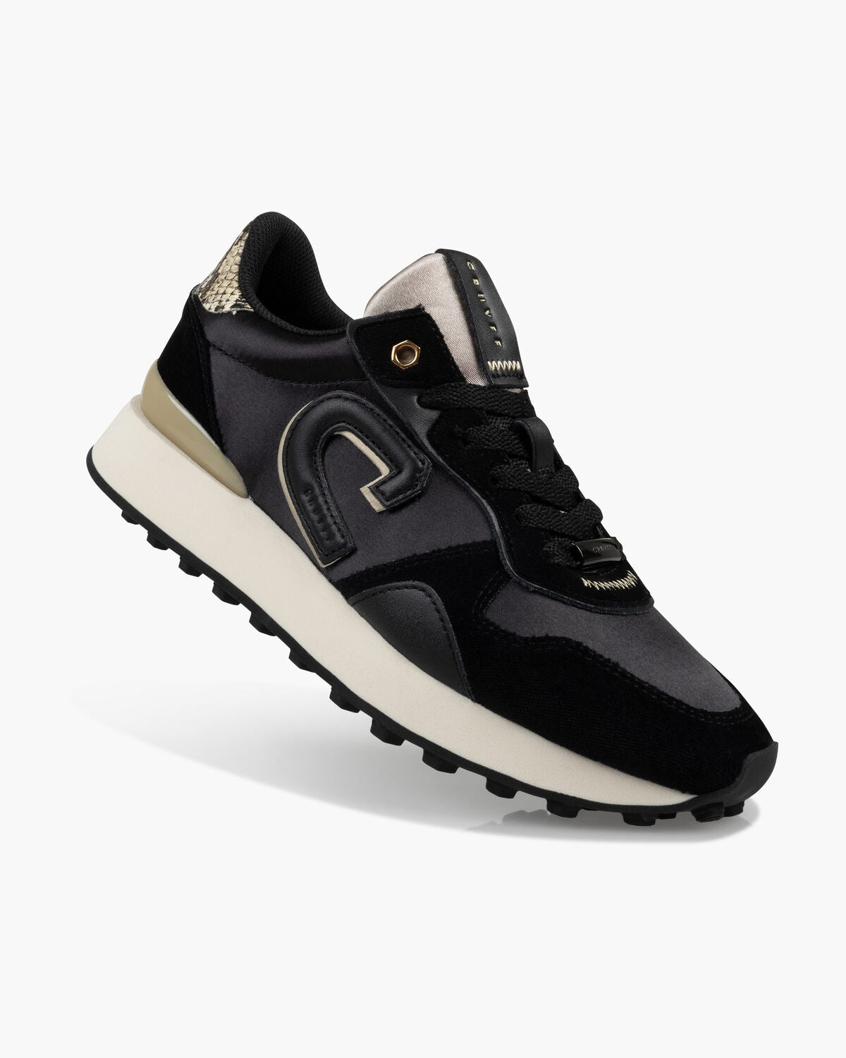 Cruyff Park Runner Satin Sneaker: Luxe Black Comfort for All-Day Wear