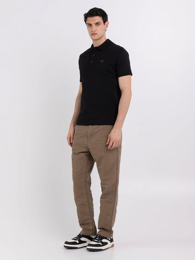 Replay Men's Classic Black Golfer Polo Shirt with Embroidered Logo
