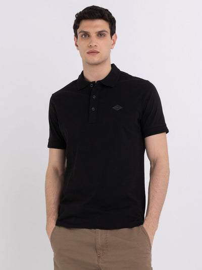Replay Men's Classic Black Golfer Polo Shirt with Embroidered Logo