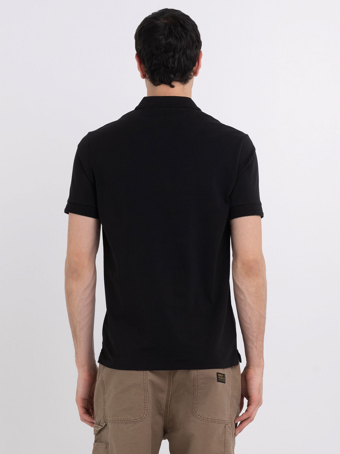 Replay Men's Classic Black Golfer Polo Shirt with Embroidered Logo