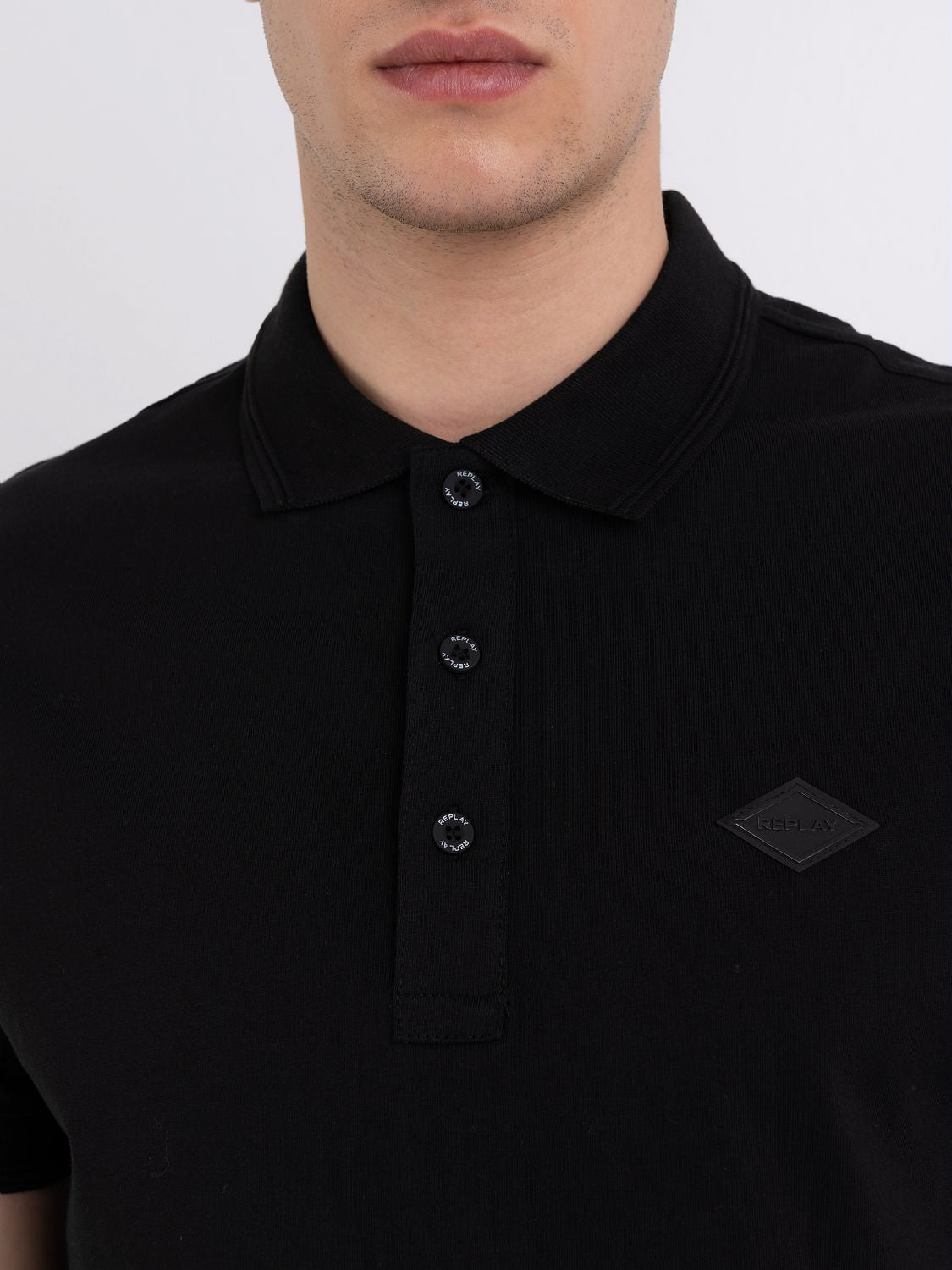 Replay Men's Classic Black Golfer Polo Shirt with Embroidered Logo