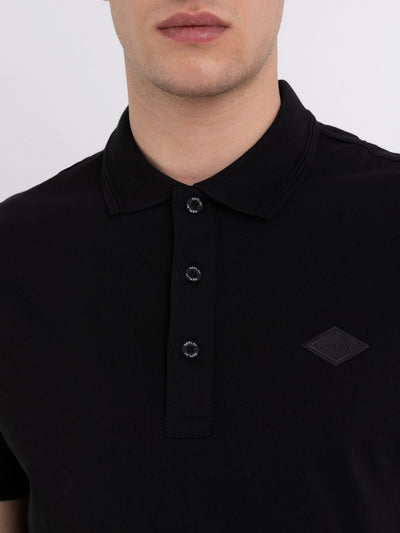 Replay Men's Classic Black Golfer Polo Shirt with Embroidered Logo