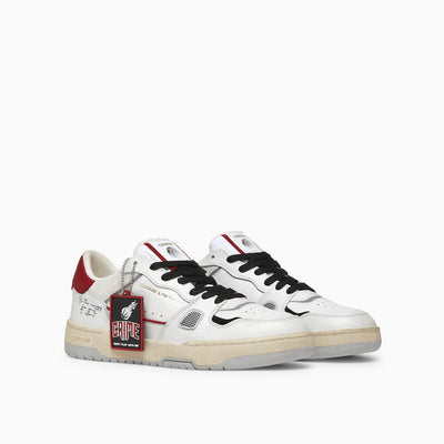 Crime London Off Court OG Rebel Red Sneakers: Premium Italian White Leather Shoes