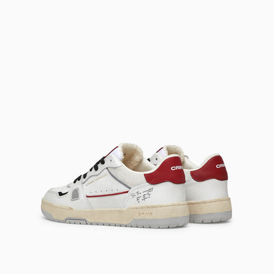Crime London Off Court OG Rebel Red Sneakers: Premium Italian White Leather Shoes