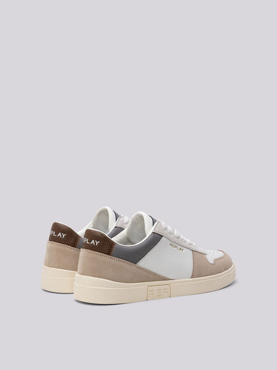 Replay Polys Court 3 Sneaker: Stylish Low-Cut Multi-Color White Beige Design