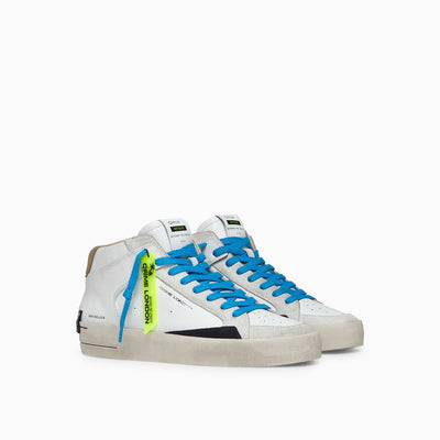 Crime London SK8 Deluxe Mid Sneaker: Premium Italian Crafted White Leather