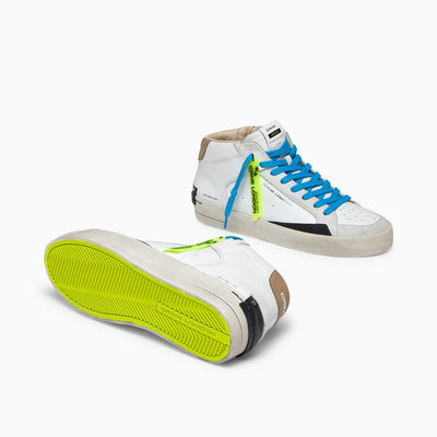 Crime London SK8 Deluxe Mid Sneaker: Premium Italian Crafted White Leather