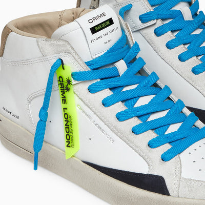 Crime London SK8 Deluxe Mid Sneaker: Premium Italian Crafted White Leather