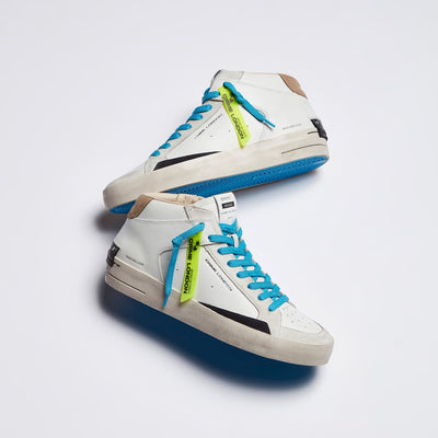 Crime London SK8 Deluxe Mid Sneaker: Premium Italian Crafted White Leather