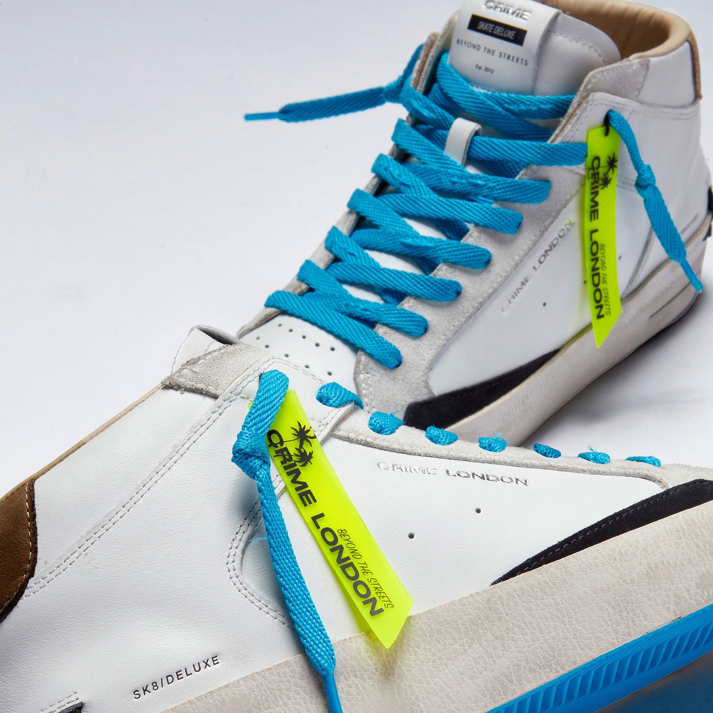 Crime London SK8 Deluxe Mid Sneaker: Premium Italian Crafted White Leather
