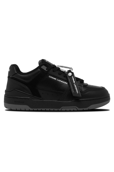 Premium Italian Black Leather Dribble Sneakers with Suede Accents for Men