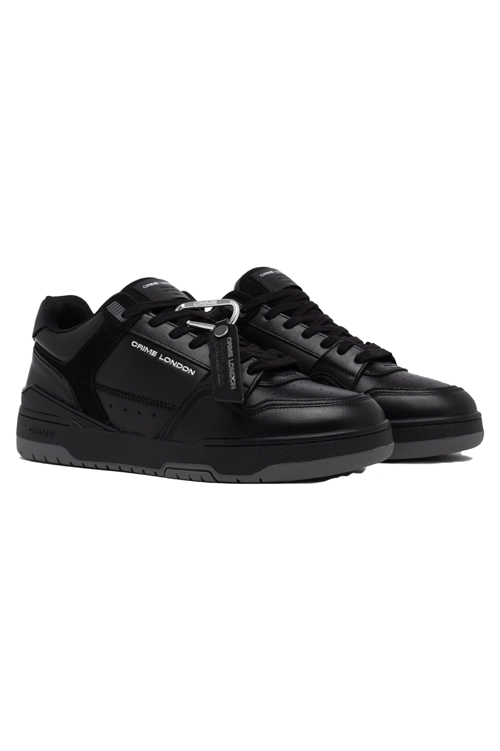 Premium Italian Black Leather Dribble Sneakers with Suede Accents for Men