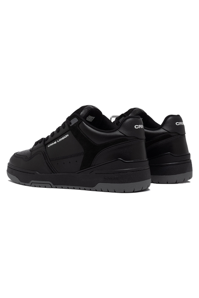 Premium Italian Black Leather Dribble Sneakers with Suede Accents for Men
