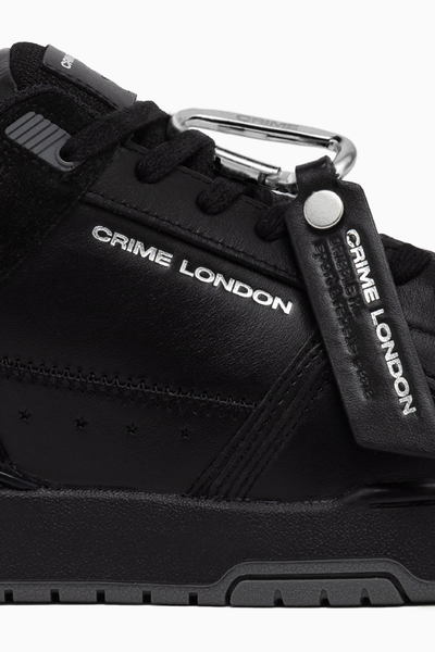 Premium Italian Black Leather Dribble Sneakers with Suede Accents for Men