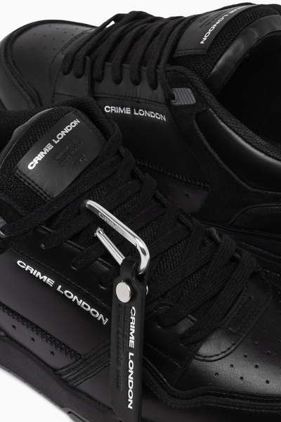 Premium Italian Black Leather Dribble Sneakers with Suede Accents for Men