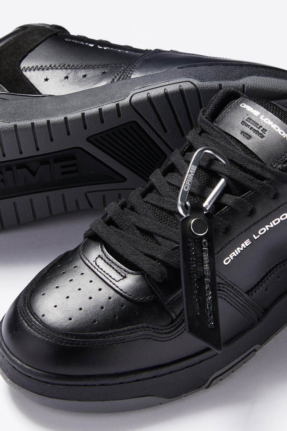 Premium Italian Black Leather Dribble Sneakers with Suede Accents for Men