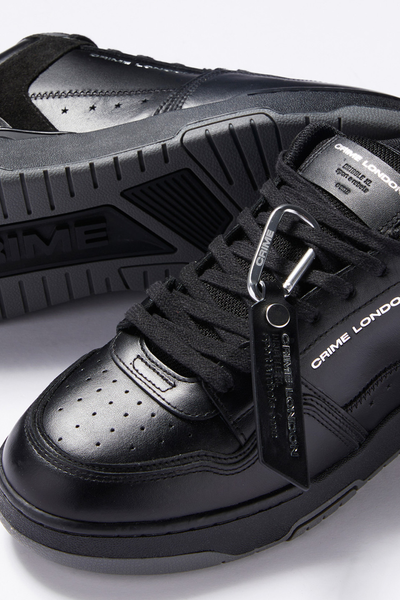Premium Italian Black Leather Dribble Sneakers with Suede Accents for Men