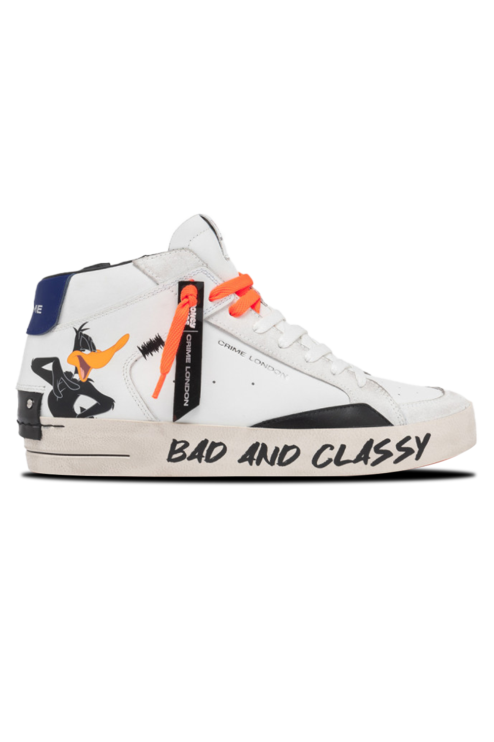 Daffy Duck White Mid-Top Sneaker with Graffiti Outsole for Ultimate Style