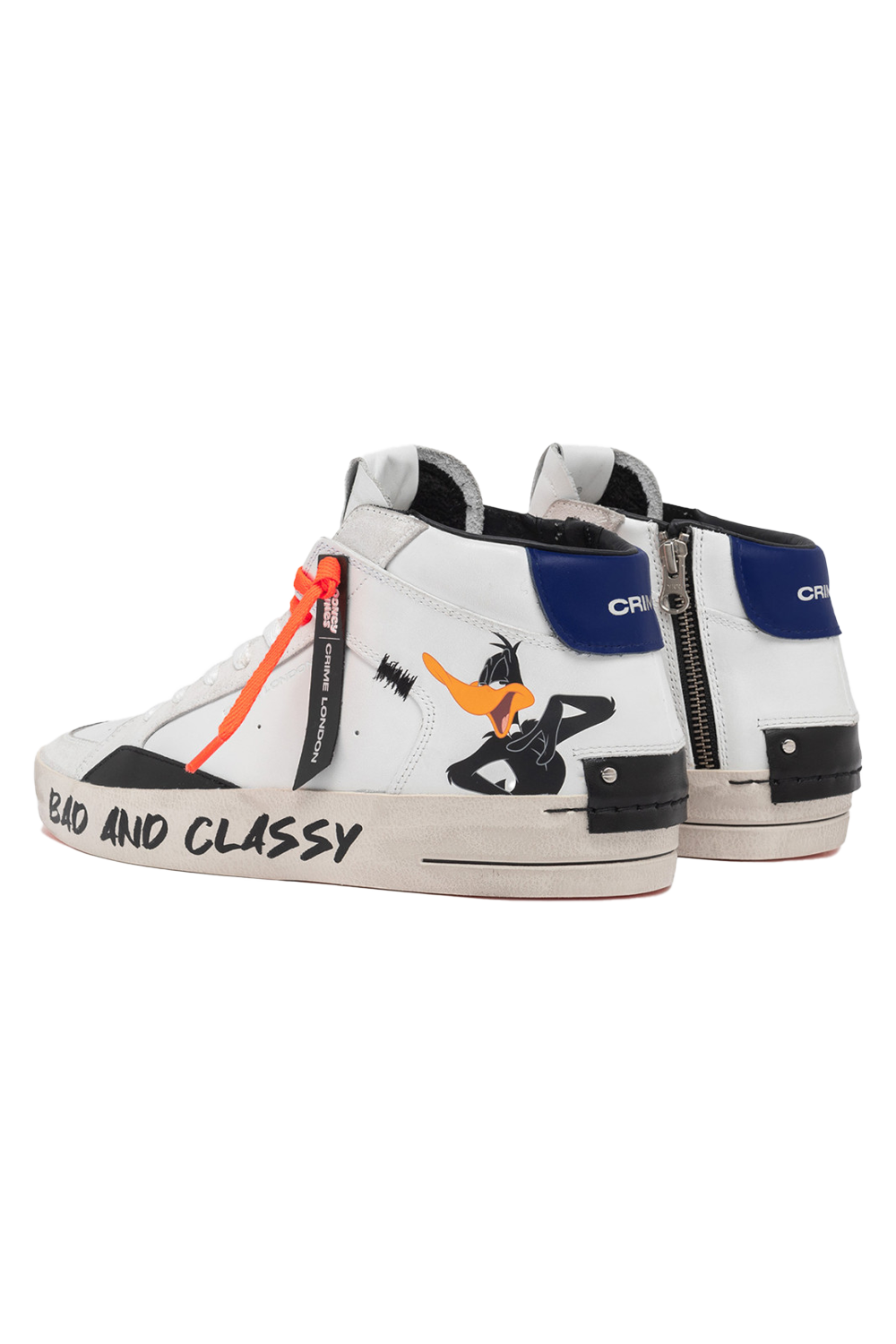 Daffy Duck White Mid-Top Sneaker with Graffiti Outsole for Ultimate Style