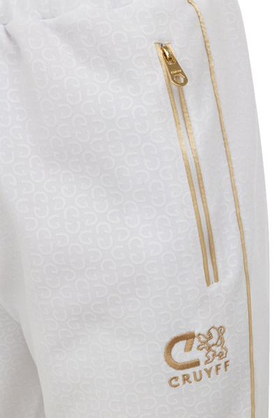 Cruyff Refero Track Pants: White Gold Edition with Zip Pockets and Drawstrings