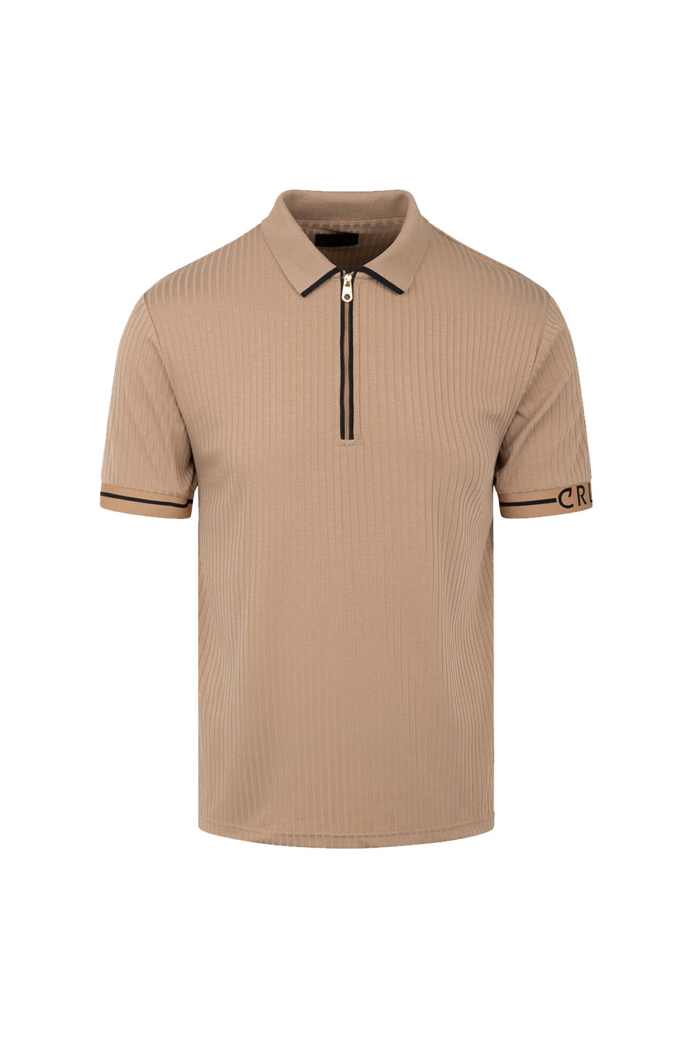 Cruyff Toresso Golfer: Stylish Sand Gold Short Sleeve Zip-Up Polo Shirt