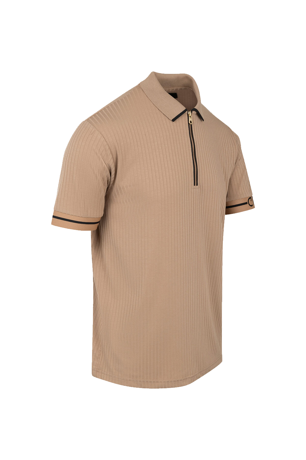 Cruyff Toresso Golfer: Stylish Sand Gold Short Sleeve Zip-Up Polo Shirt