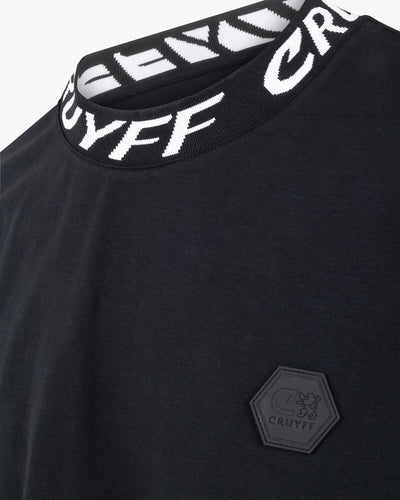 Cruyff Costura T-Shirt: Premium Black Short Sleeve, Round Neck, Embroidered Detail