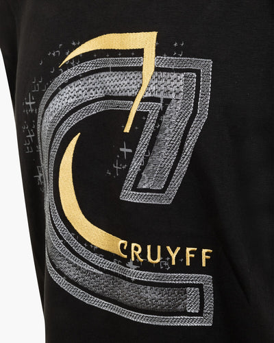 Cruyff C-Logo Embroidered Black Gold T-Shirt Cotton Elastane Regular Fit