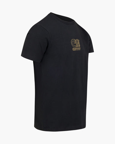 Cruyff C-Lion Outlined Graphic T-Shirt: Bold Black and Gold Design