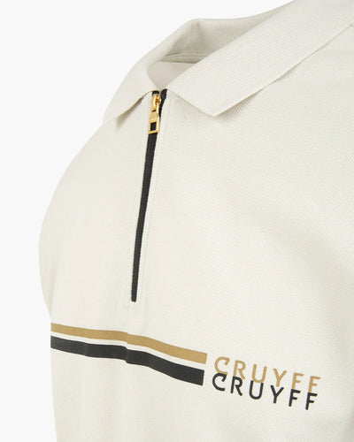 Cruyff Fuze Creme Gold Polo: Stylish Breathable Cotton Golfer for Men