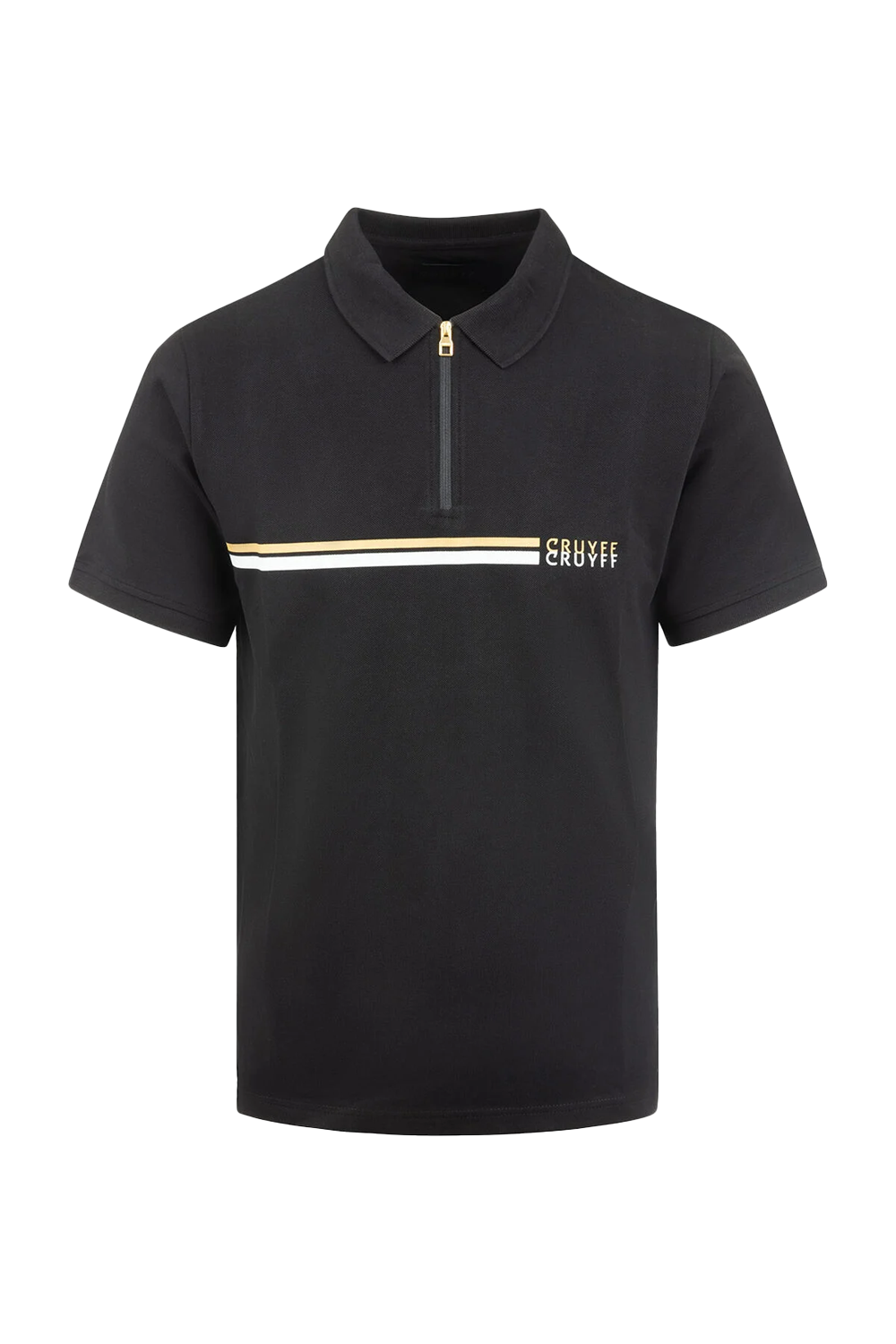 Cruyff Fuze Black Gold Men's Polo: Piqué Fabric, Regular Fit, Modern Design