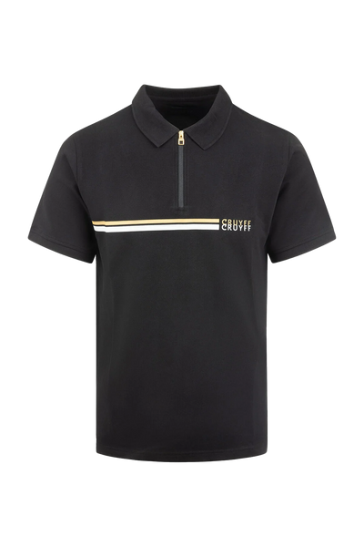 Cruyff Fuze Black Gold Men's Polo: Piqué Fabric, Regular Fit, Modern Design