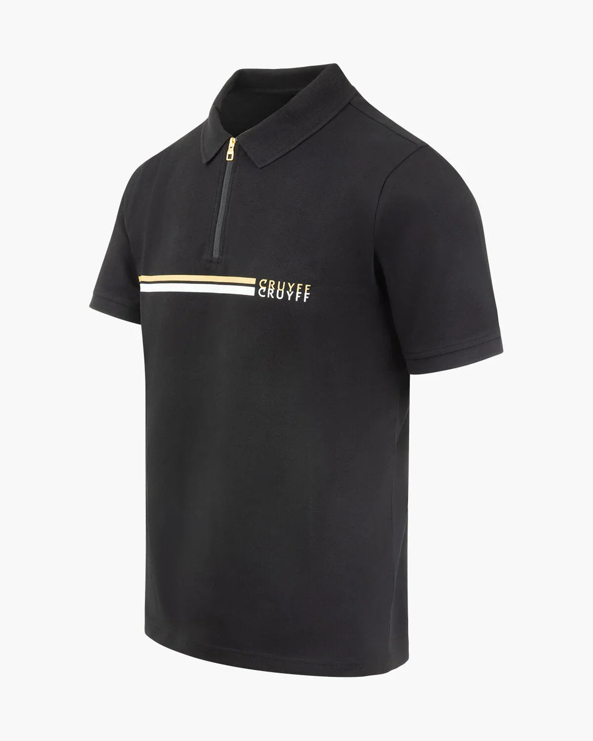 Cruyff Fuze Black Gold Men's Polo: Piqué Fabric, Regular Fit, Modern Design