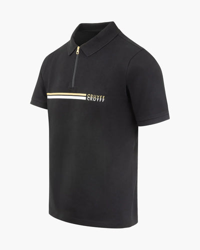 Cruyff Fuze Black Gold Men's Polo: Piqué Fabric, Regular Fit, Modern Design