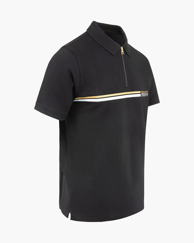 Cruyff Fuze Black Gold Men's Polo: Piqué Fabric, Regular Fit, Modern Design